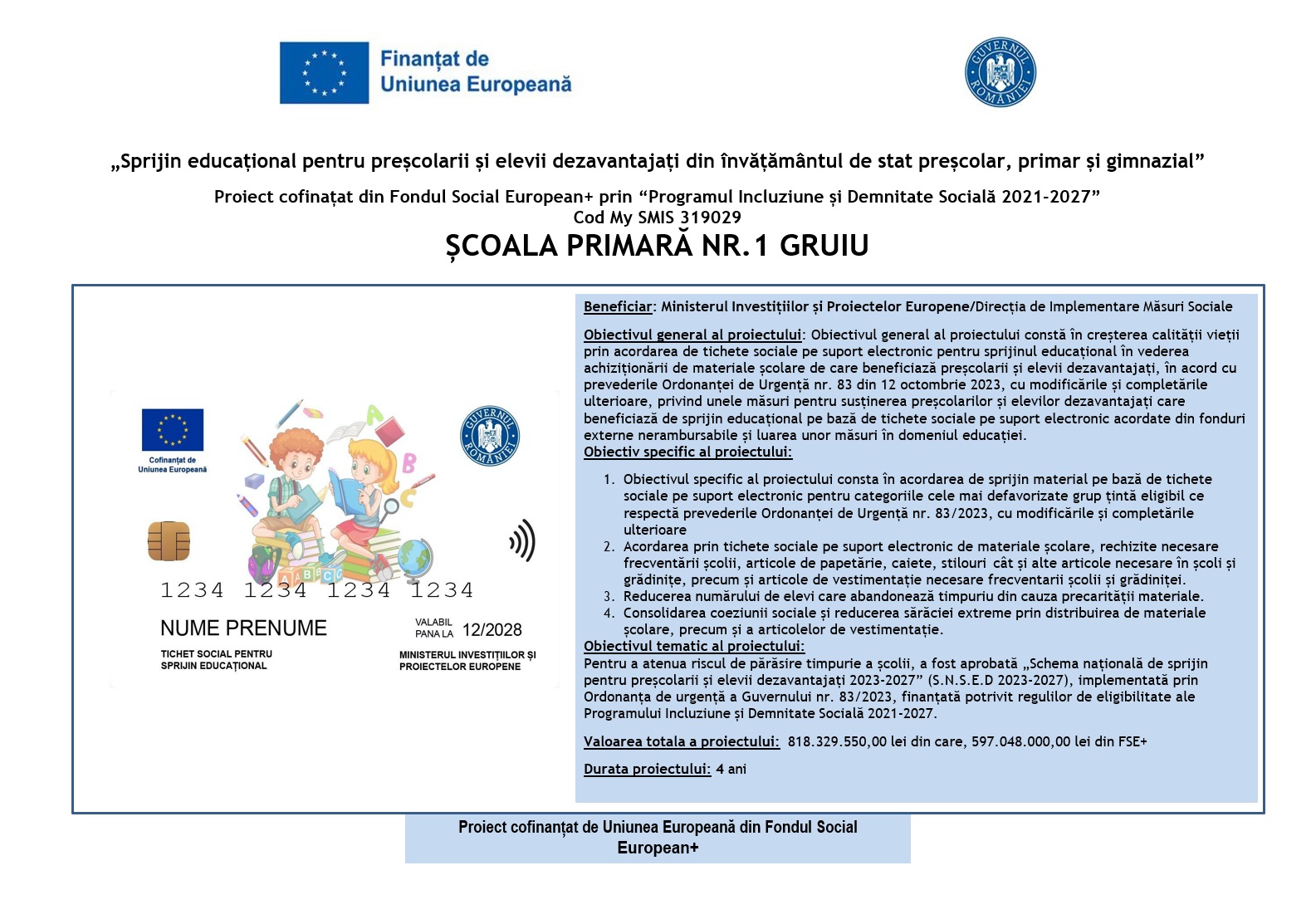 Anunt privind acordarea tichetelor sociale