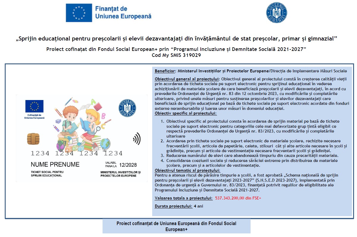 Anunt privind acordarea tichetelor sociale